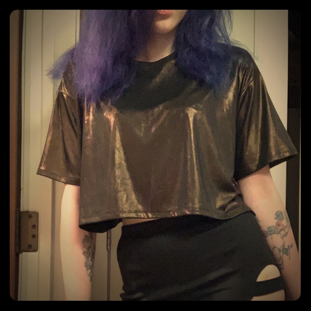 You and I Metallic Bronze Crop Top